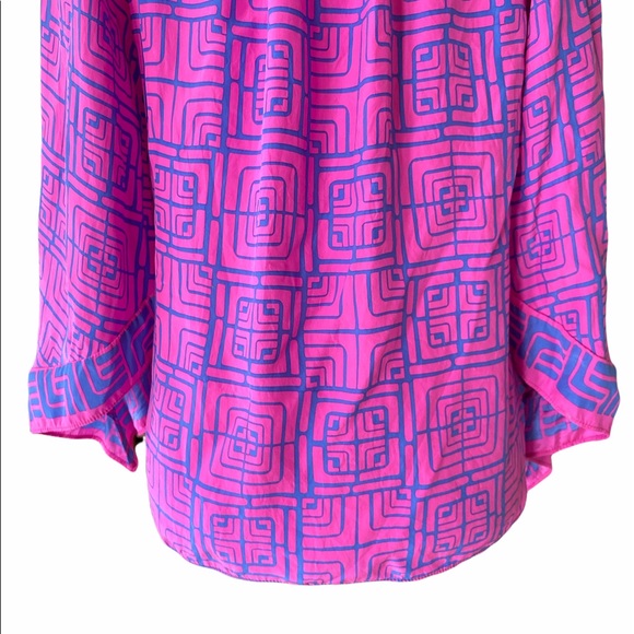 Alice & Trixie Silk Pink Blue Tie Neck Blouse - XS - Picture 8 of 10